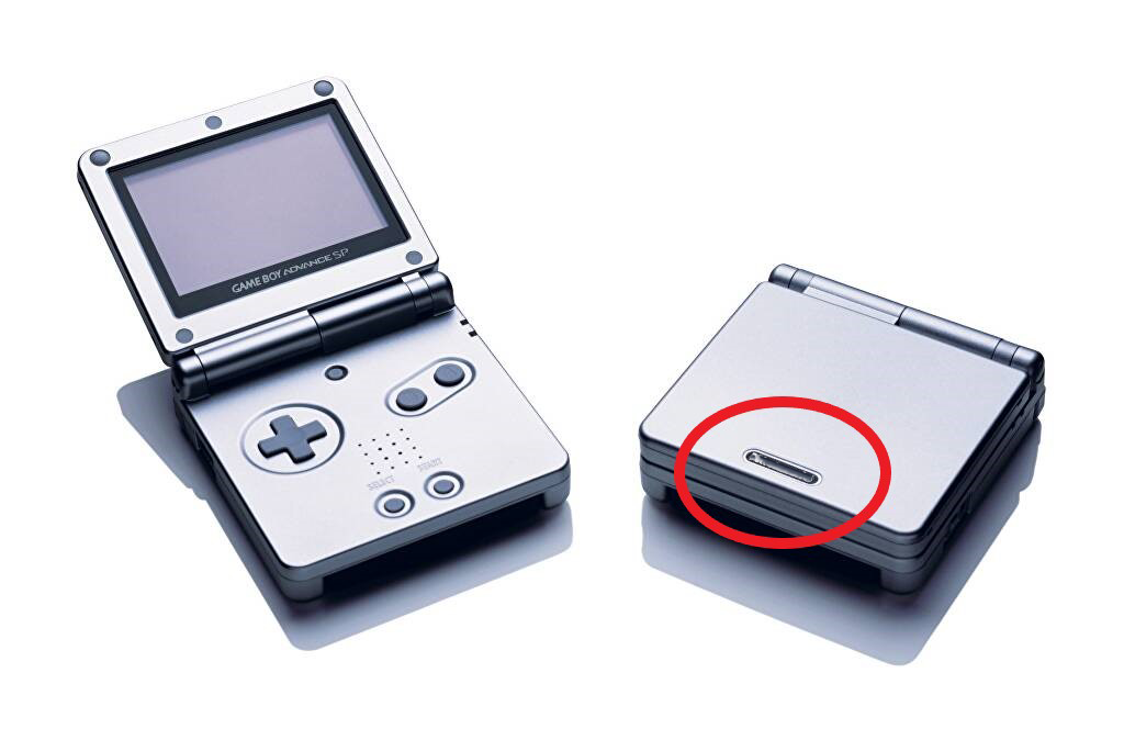 Gameboy Advance SP console stand fixed logo