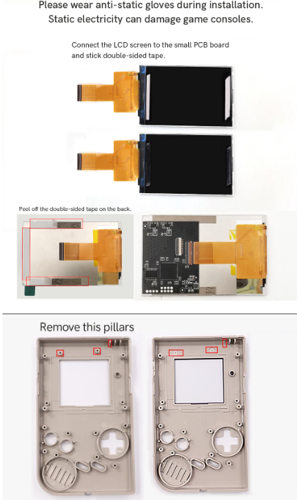 GameBoy DMG Grise Modifiée écran IPS + Valise Asciiware + Adaptateur