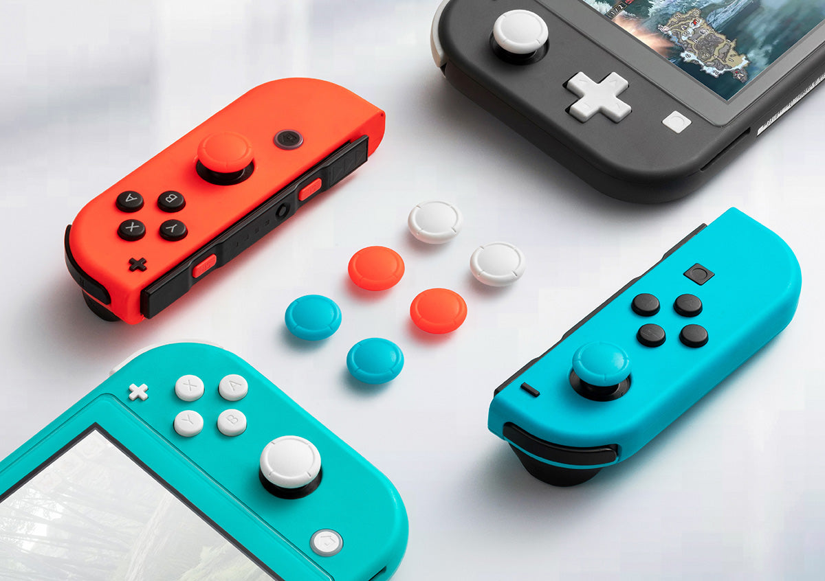 GuliKit Joy-Con Hall Stick Replacement Cap | 6 Caps | Red, Blue, White GuliKit