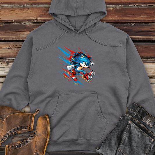 Blue Speedster Hedgehog Midweight Hooded Sweatshirt