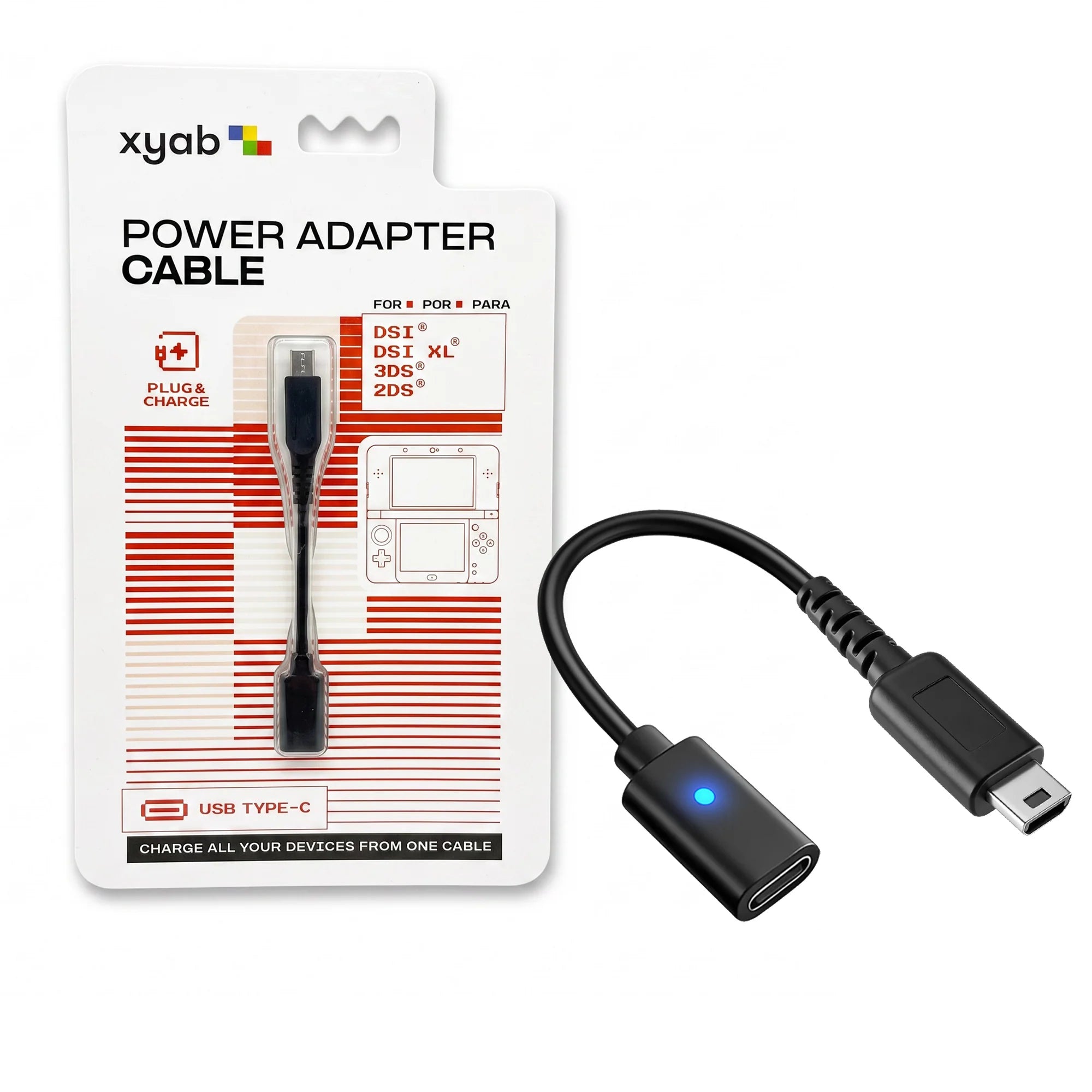 USB-C Power Adapter Cable - 3DS/2DS/DSI/DSI XL- XYAB