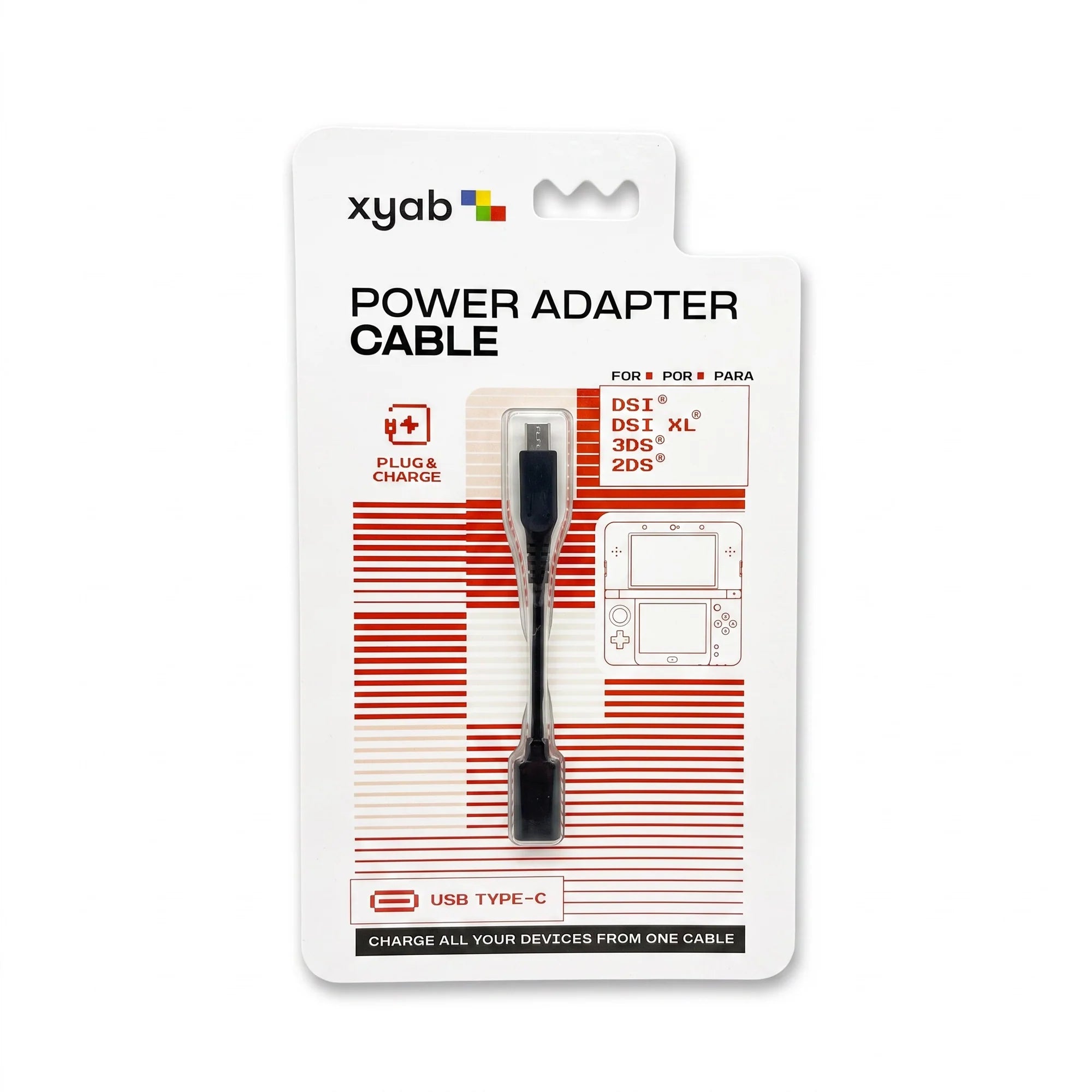 USB-C Power Adapter Cable - 3DS/2DS/DSI/DSI XL- XYAB