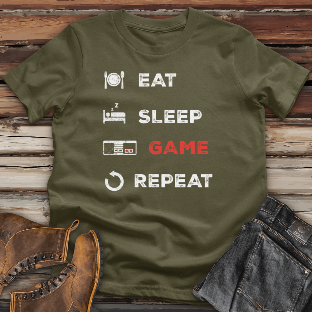 Eat Sleep Game Repeat Cotton Tee