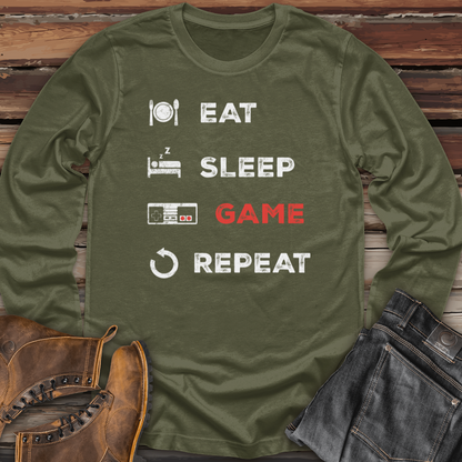 Eat Sleep Game Repeat Long Sleeve