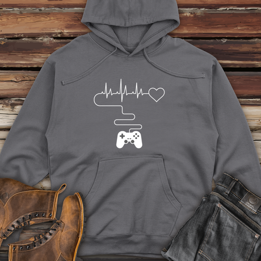 Gamer Heartbeat Midweight Hooded Sweatshirt