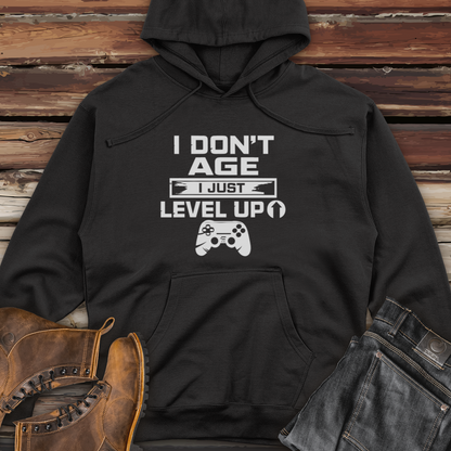 I Don't Age I Just Level Up Midweight Hooded Sweatshirt