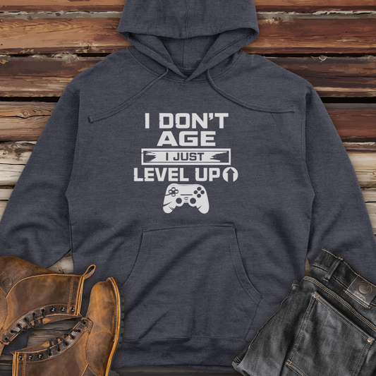 I Don't Age I Just Level Up Midweight Hooded Sweatshirt