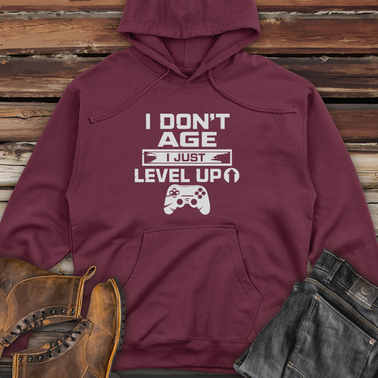 I Don't Age I Just Level Up Midweight Hooded Sweatshirt