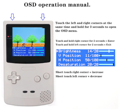 Game Boy Color Q5 IPS LCD Backlight Kit with Laminated Lens and OSD - Hispeedido