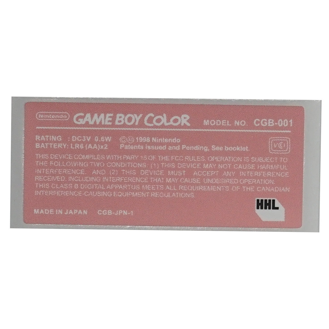 Game Boy Color Replacement Console Sticker - Colors