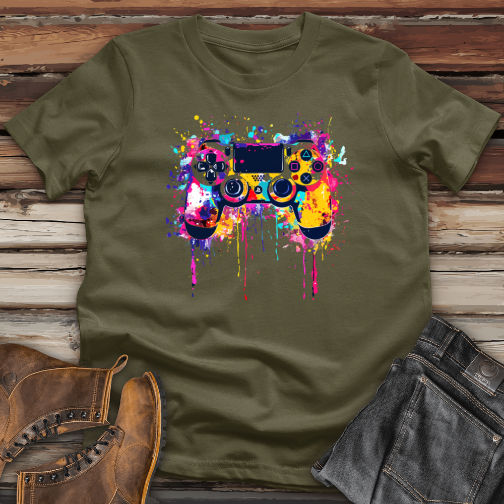 Pixelated Controller Splash Cotton Tee