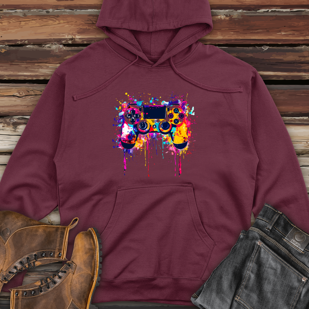 Pixelated Controller Splash Midweight Hooded Sweatshirt