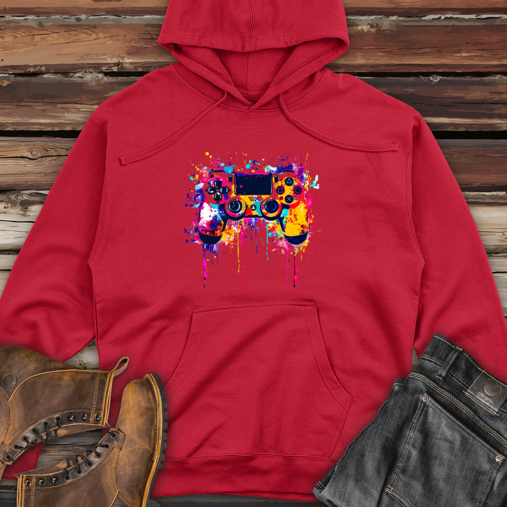 Pixelated Controller Splash Midweight Hooded Sweatshirt