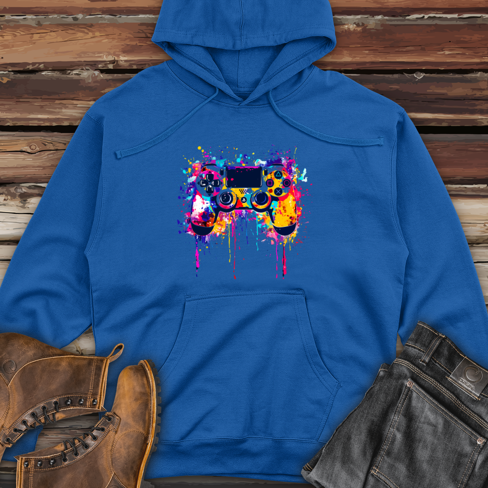 Pixelated Controller Splash Midweight Hooded Sweatshirt