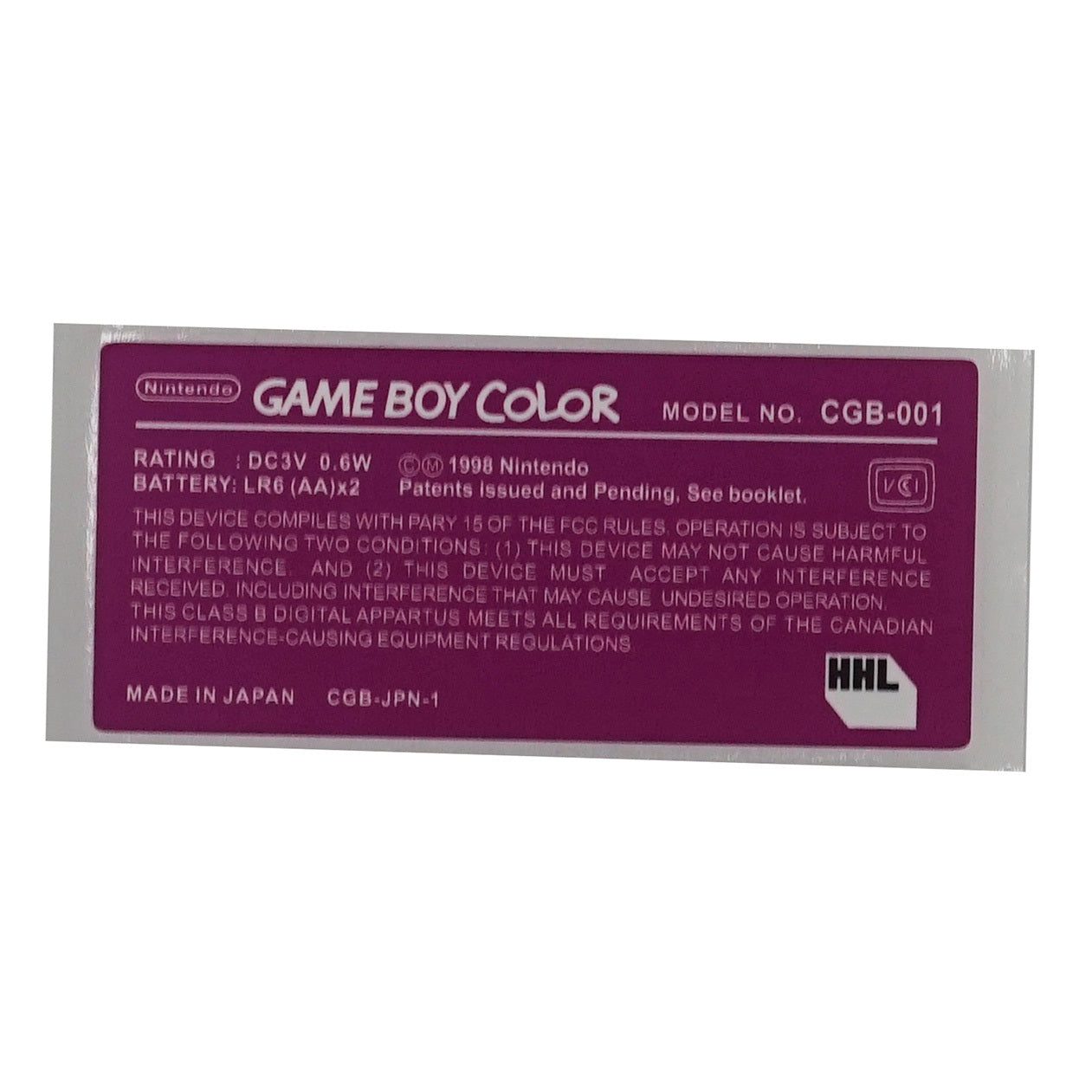 Game Boy Color Replacement Console Sticker - Colors