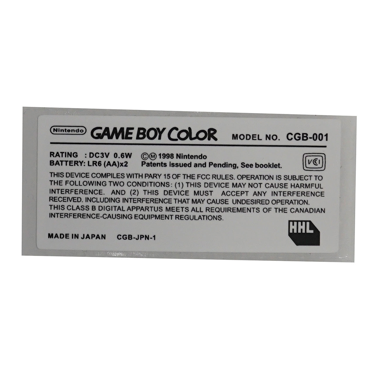 Game Boy Color Replacement Console Sticker - Colors - Hand Held Legend