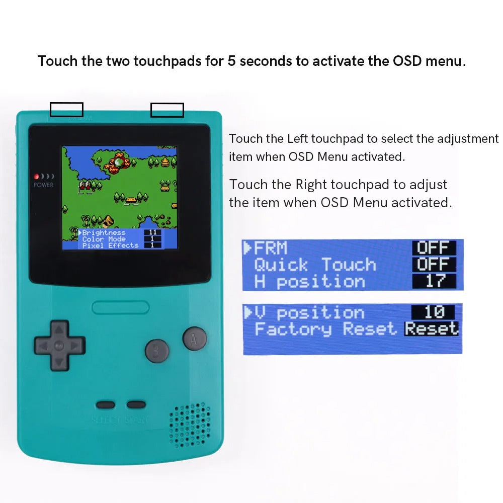 Game Boy Color 2.45" IPS LCD Backlight Kit with Laminated Lens and OSD - Hispeedido