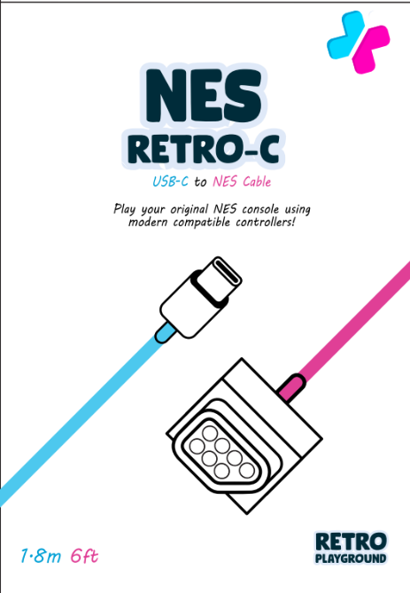 Retro-C NES Cable | USB-C to NES Cable Hand Held Legend