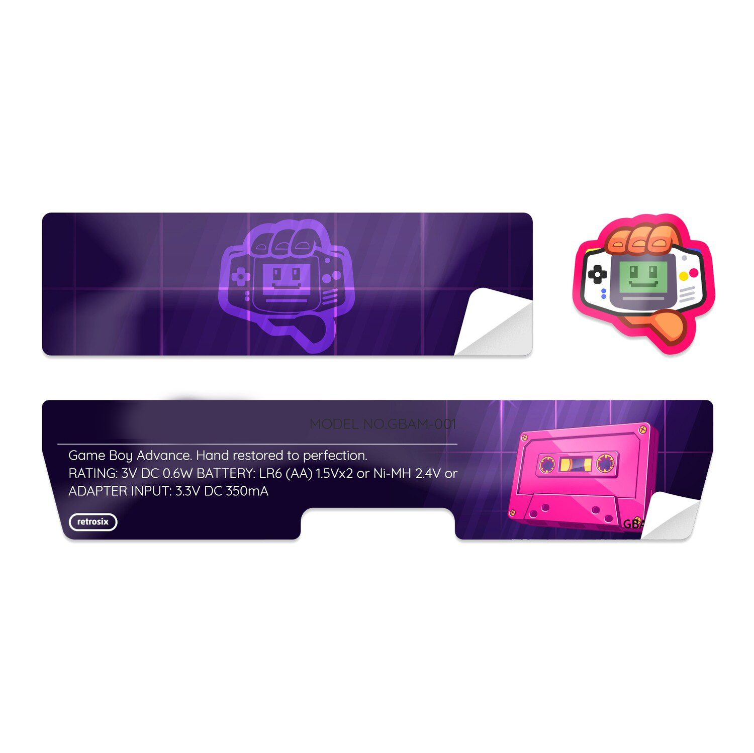 Game Boy Advance Shell Sticker | UV Printed | RetroSix & Hand Held Legend