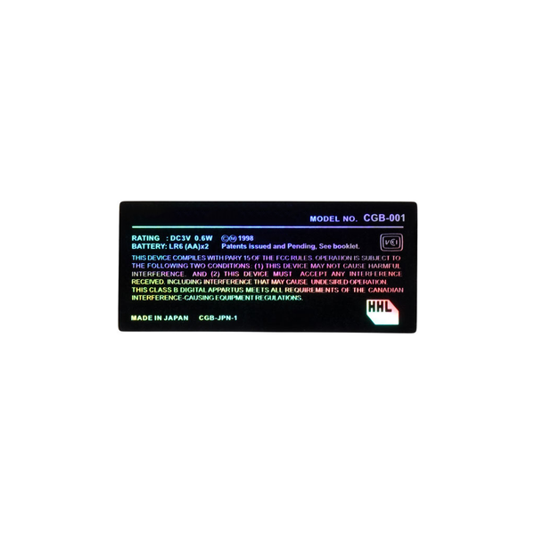 Replacement Console Sticker for Game Boy Color  - Black Holographic Guangzhou Kinmit Barcode Technology
